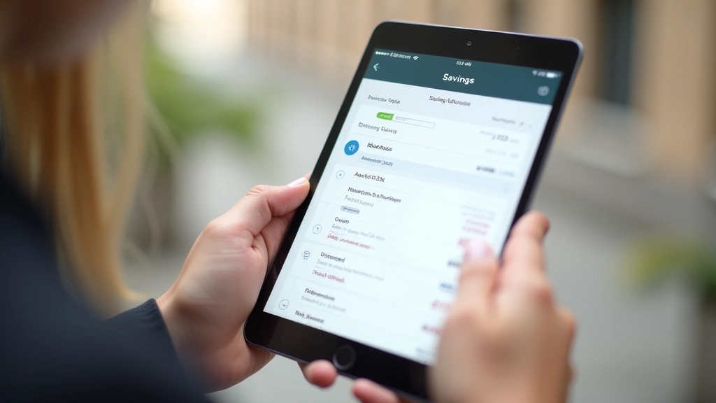Digitale Banking-Schnittstelle mit Sparkonten und automatisierten Überweisungseinstellungen für Notgroschen-Aufbau