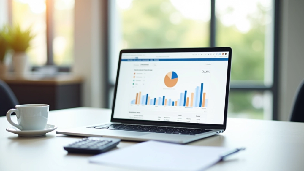 Professioneller Finanzplanungs-Arbeitsplatz mit Laptop und Dokumenten zur Notgroschen-Planung