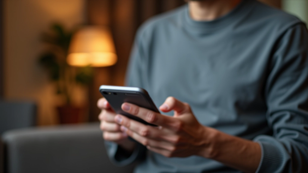 Person tippt auf Smartphone Banking-App mit Kontoübersicht und Dauerauftrag-Einstellung